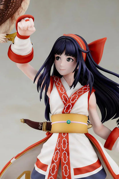 The King of Fighters XV Nakoruru 1/8 Scale Figure featuring Nakoruru in her signature outfit with long dark hair, hawk companion, and themed display base.