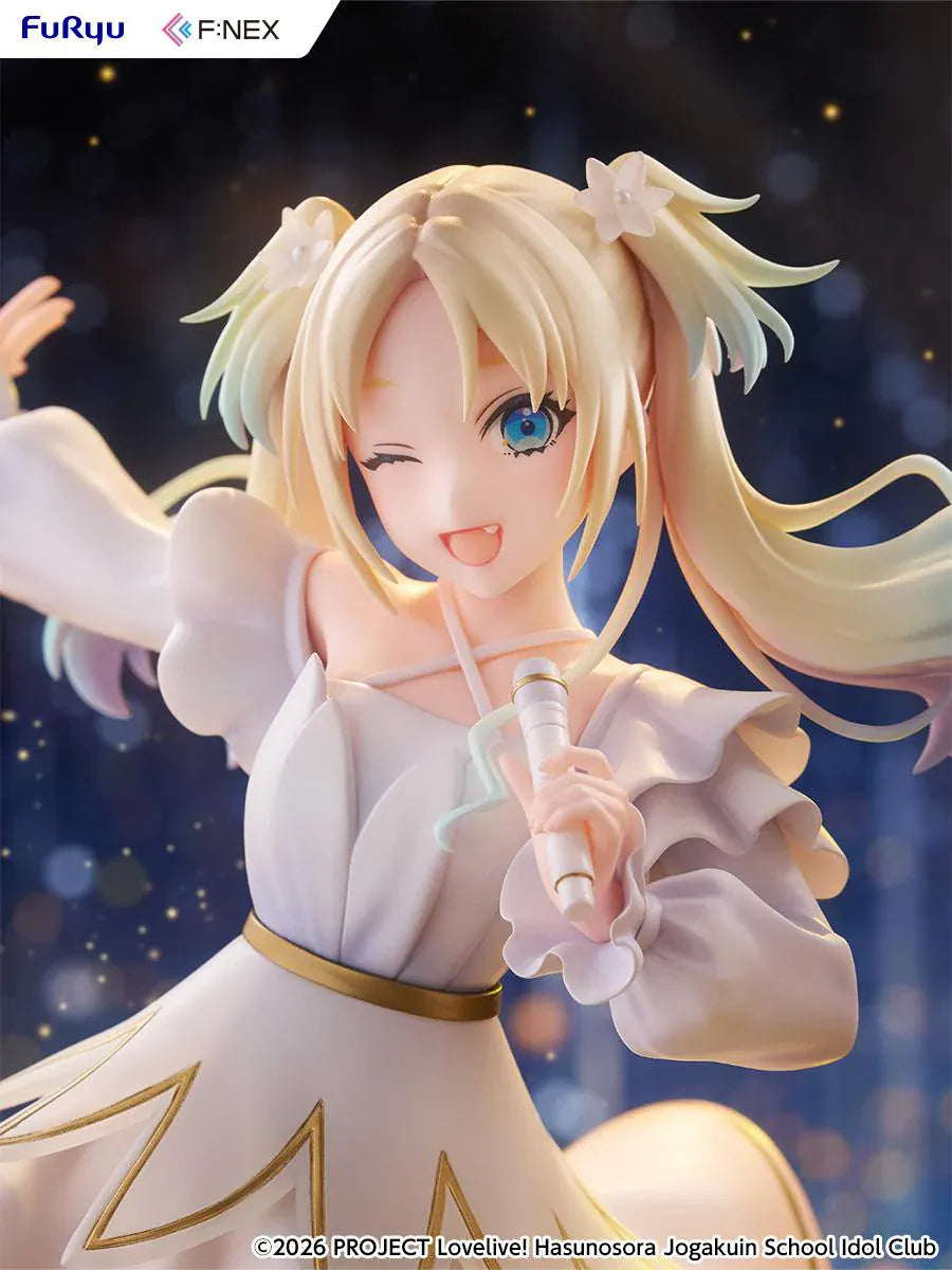 Love Live Hasunosora Girls' High School Idol Club Rurino Osawa 1/7 Scale Figure in white idol dress holding a microphone