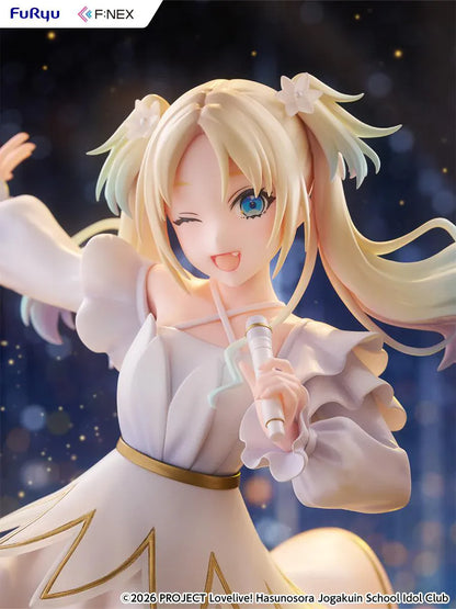Love Live Hasunosora Girls' High School Idol Club Rurino Osawa 1/7 Scale Figure in white idol dress holding a microphone