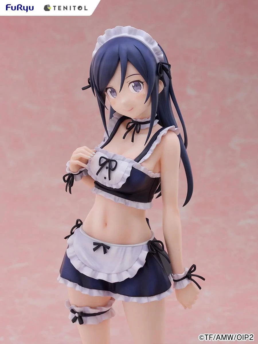 Oreimo Tenitol Tall Ayase Aragaki Swimsuit Maid Ver. Figure featuring Ayase in a navy and white maid swimsuit holding a relaxed pose surrounded by desserts