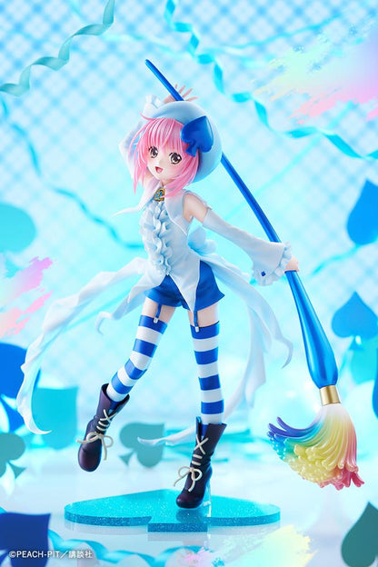 Amulet Spade 1/7 scale figure with pink hair, a white-and-blue costume, striped stockings, and an oversized rainbow-tipped paintbrush.