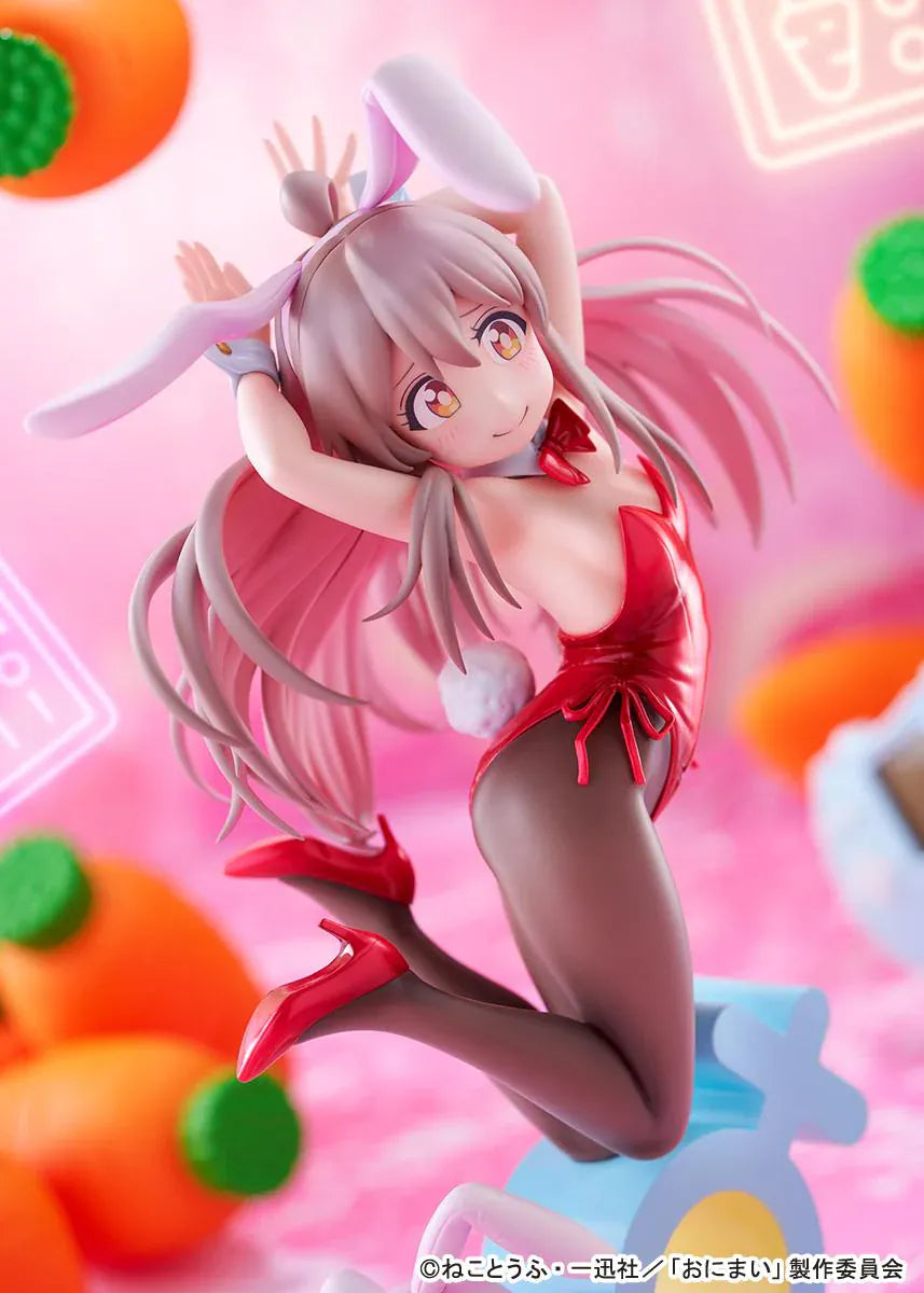 ONIMAI I'm Now Your Sister Mahiro Oyama Bunny Girl Style 1/7 Scale Figure featuring Mahiro in a red bunny outfit with bunny ears, flowing hair, tights, and themed display base.