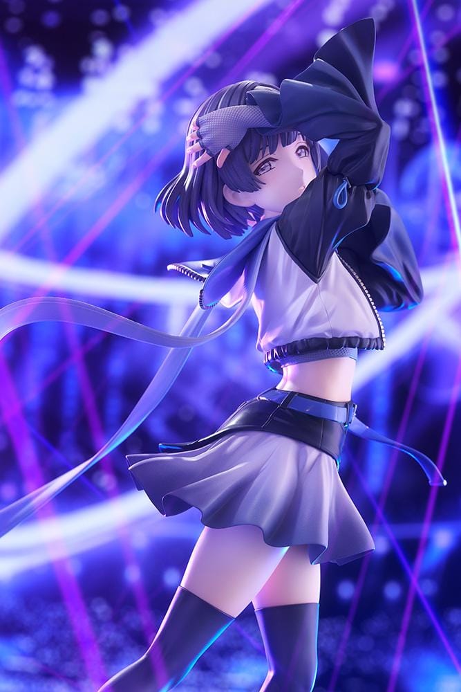 The Idolmaster Gakuen Misuzu Hataya Moon Turtle 1/7 Scale Figure with purple hair, blue-and-black outfit, flowing ribbon, and display base