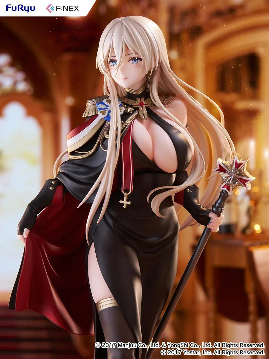 Azur Lane Bismarck Formal Dress Ver 1/7 Scale Figure wearing an elegant black and red outfit with staff