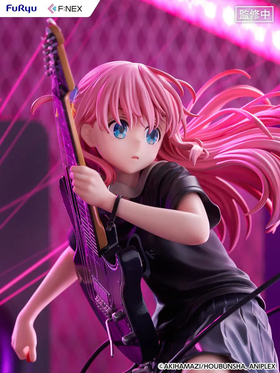 Bocchi the Rock F:Nex Hitori Gotoh Live Ver. 1/7 Scale Figure with pink hair, guitar, stage speakers, amplifier, and concert display base