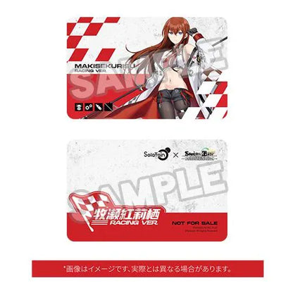 STEINS;GATE Kurisu Makise Racing Ver. 1/7 scale figure with flowing red hair, a white racing jacket, and a red flag on a road-style base.