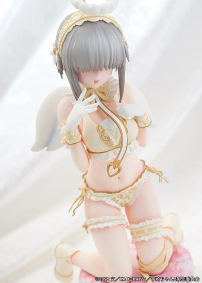 Yanagi Uzaki Angel Ver 1/7 scale figure from Uzaki-chan Wants to Hang Out kneeling with wings and halo on decorative stool