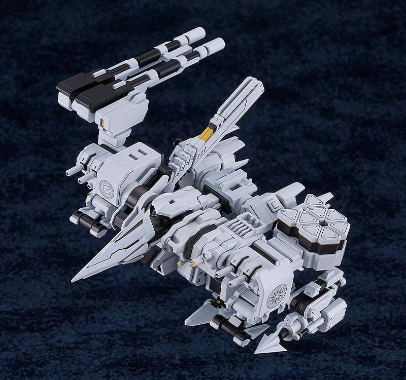 Blue Archive MODEROID Daath Model Kit featuring a white and black armored mecha design with gold effect parts and detailed mechanical styling