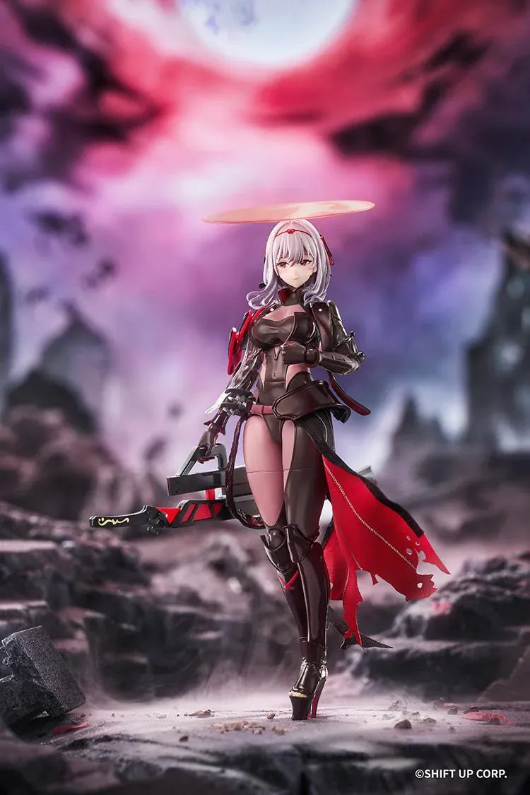 GODDESS OF VICTORY NIKKE Hyper Body Scarlet Black Shadow Figure featuring black and red armor, circular headpiece, and large red sword