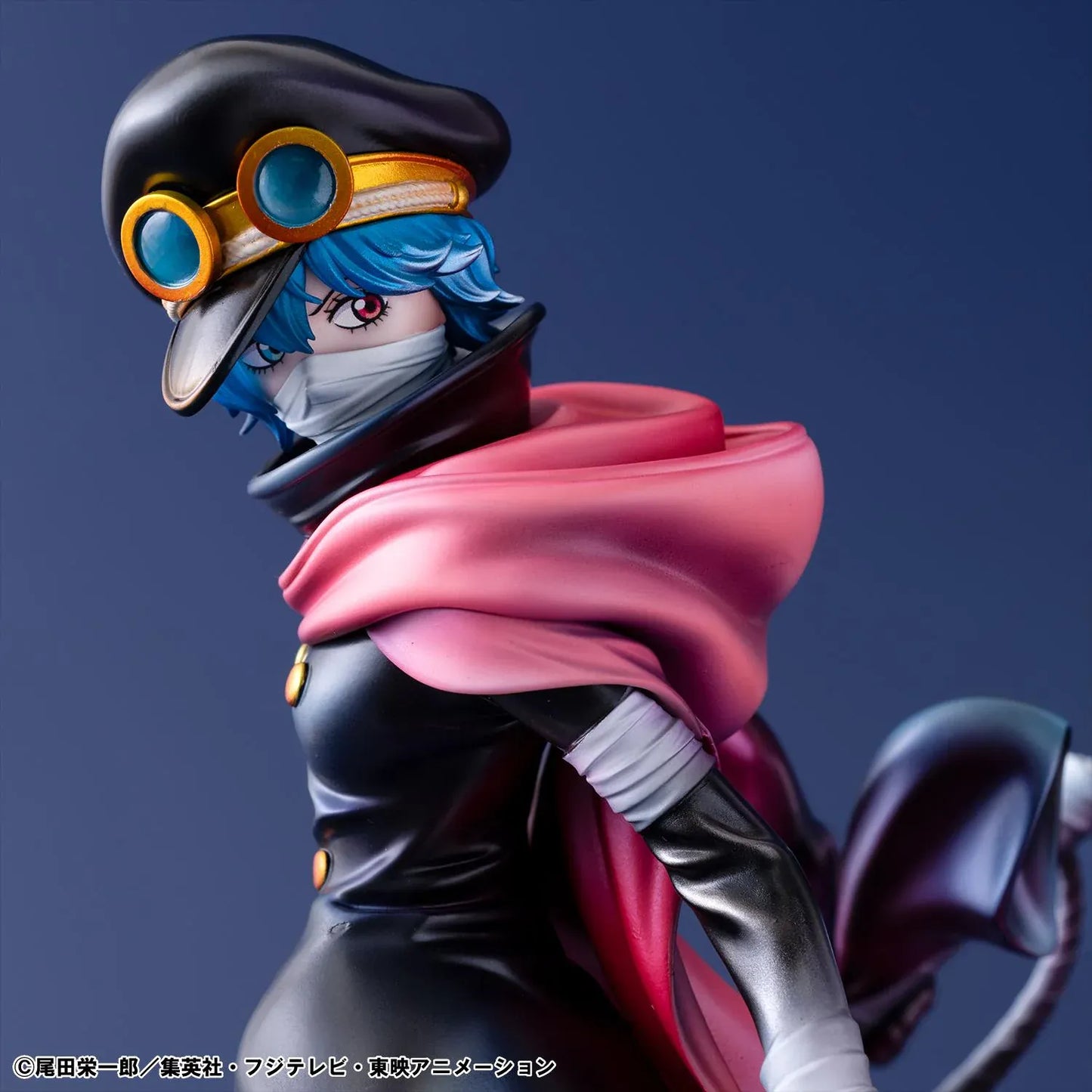 One Piece Portrait Of Pirates Elevated Boost Saint Gunko Figure with black outfit, red cape, goggles, and weapon