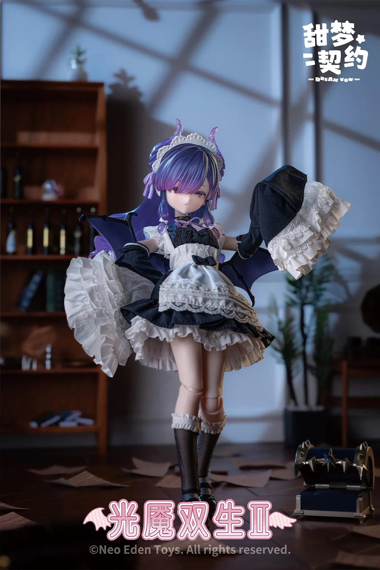 Angel and Demon Light Demon Twins 2 MJD Blind Doll six figure set featuring fantasy gothic and angel-inspired outfits