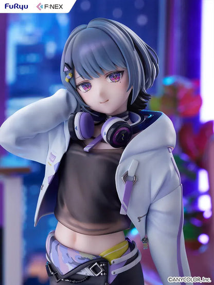 Nijisanji F:NEX Koshimizu Toru 1/7 scale figure wearing headphones and purple accented streetwear