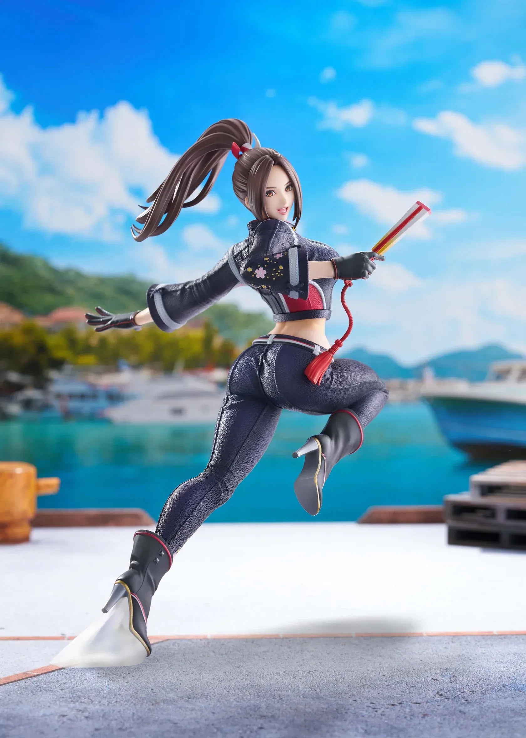 Mai Shiranui City of the Wolves 1/7 scale figure in dynamic action pose with modern ninja outfit