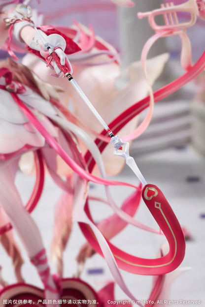 Honkai Impact 3rd Elysia Hi Love Elf Ver. 1/7 Scale Figure Bonus Edition featuring Elysia in a pink-and-white outfit with heart-themed base, ribbon effects, and musical accessories.