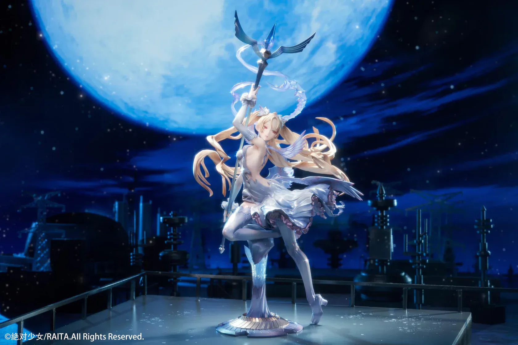 Zettai Junpaku Mahou Shoujo Kotone Sasaki 1/7 scale figure holding staff with flowing hair and magical effects