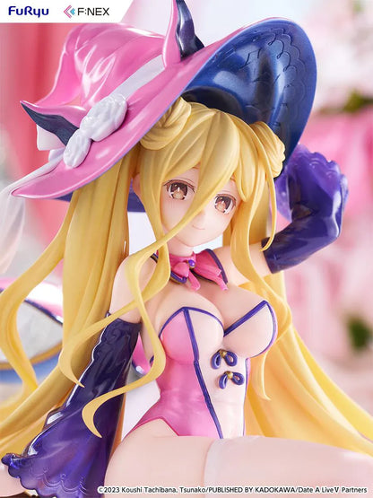 Date A Live V Mukuro Hoshimiya Witch Style Ver. 1/7 Scale Figure featuring Mukuro with long blonde hair, pink witch outfit, large witch hat, key-shaped staff, and magical display base.