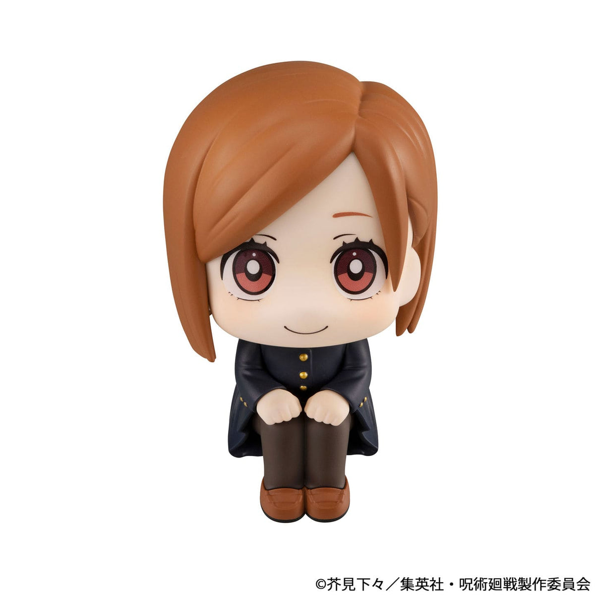 Jujutsu Kaisen Nobara Kugisaki Look Up figure seated in her Tokyo Jujutsu High uniform with short auburn hair and brown shoes.