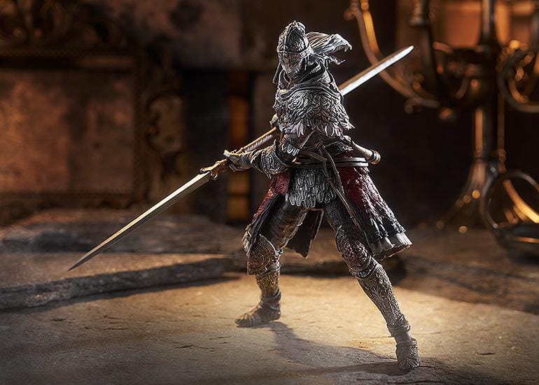 ELDEN RING figma Raging Wolf Figure rerelease featuring detailed medieval armor with sword, shield, and posable action figure design