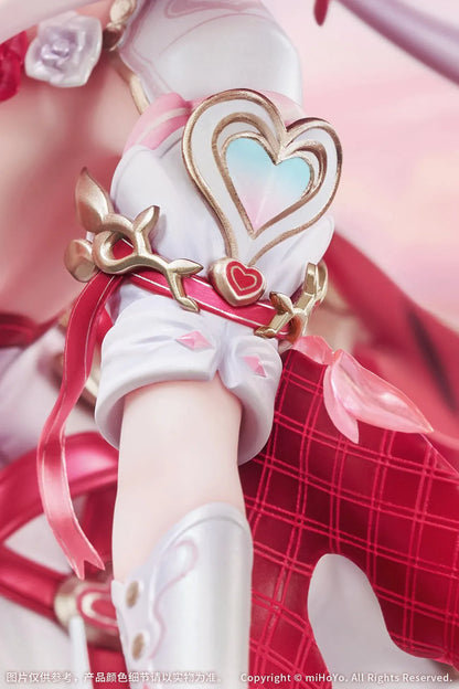 Honkai Impact 3rd Elysia Hi Love Elf Ver. 1/7 Scale Figure Bonus Edition featuring Elysia in a pink-and-white outfit with heart-themed base, ribbon effects, and musical accessories.