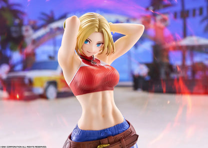Blue Mary Limited Edition 1/7 scale figure wearing a red crop top, blue pants, brown belt, and white sneakers in a confident standing pose.