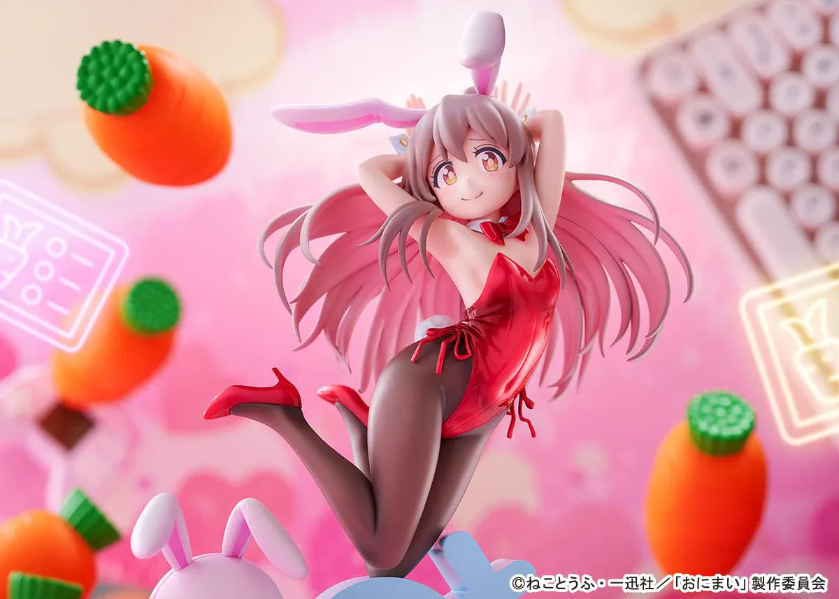 ONIMAI I'm Now Your Sister Mahiro Oyama Bunny Girl Style 1/7 Scale Figure featuring Mahiro in a red bunny outfit with bunny ears, flowing hair, tights, and themed display base.