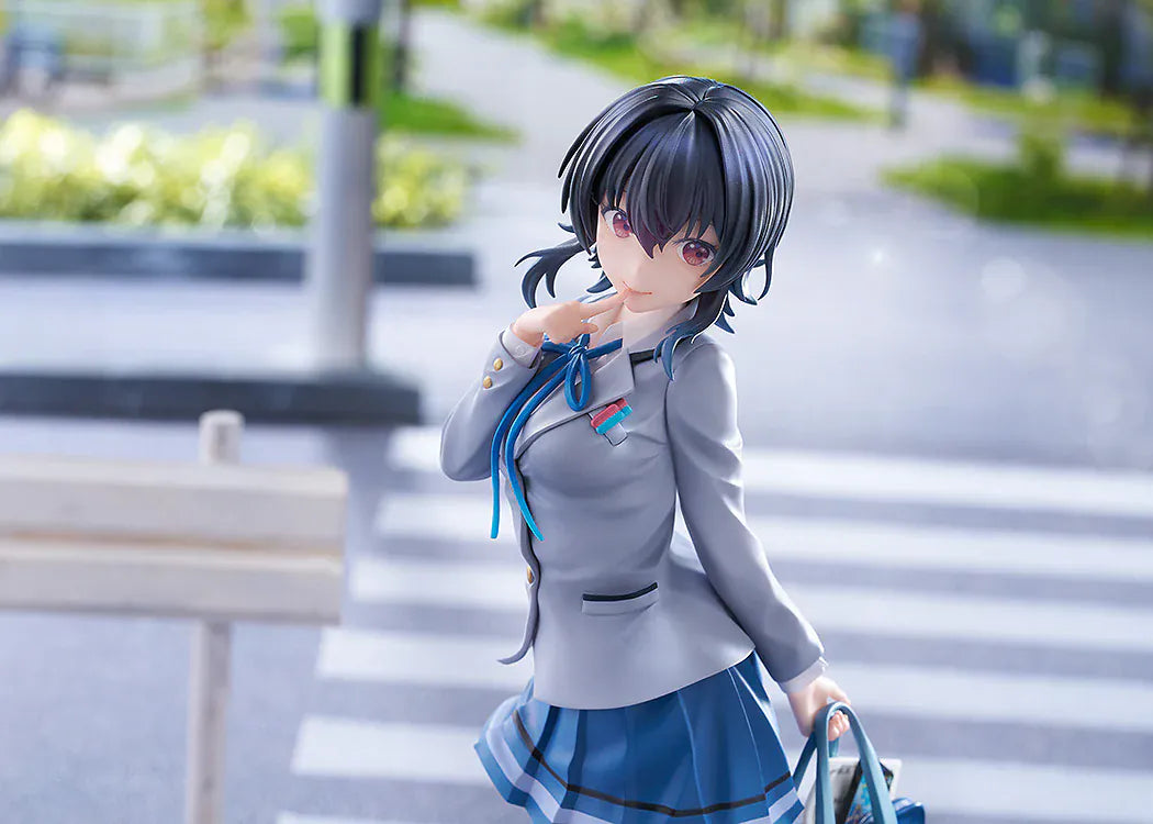 I Made Friends with the Second Prettiest Girl in My Class Umi Asanagi 1/7 Scale Figure featuring Umi in a school uniform with short dark hair, blue skirt, knee-high socks, and school bag.