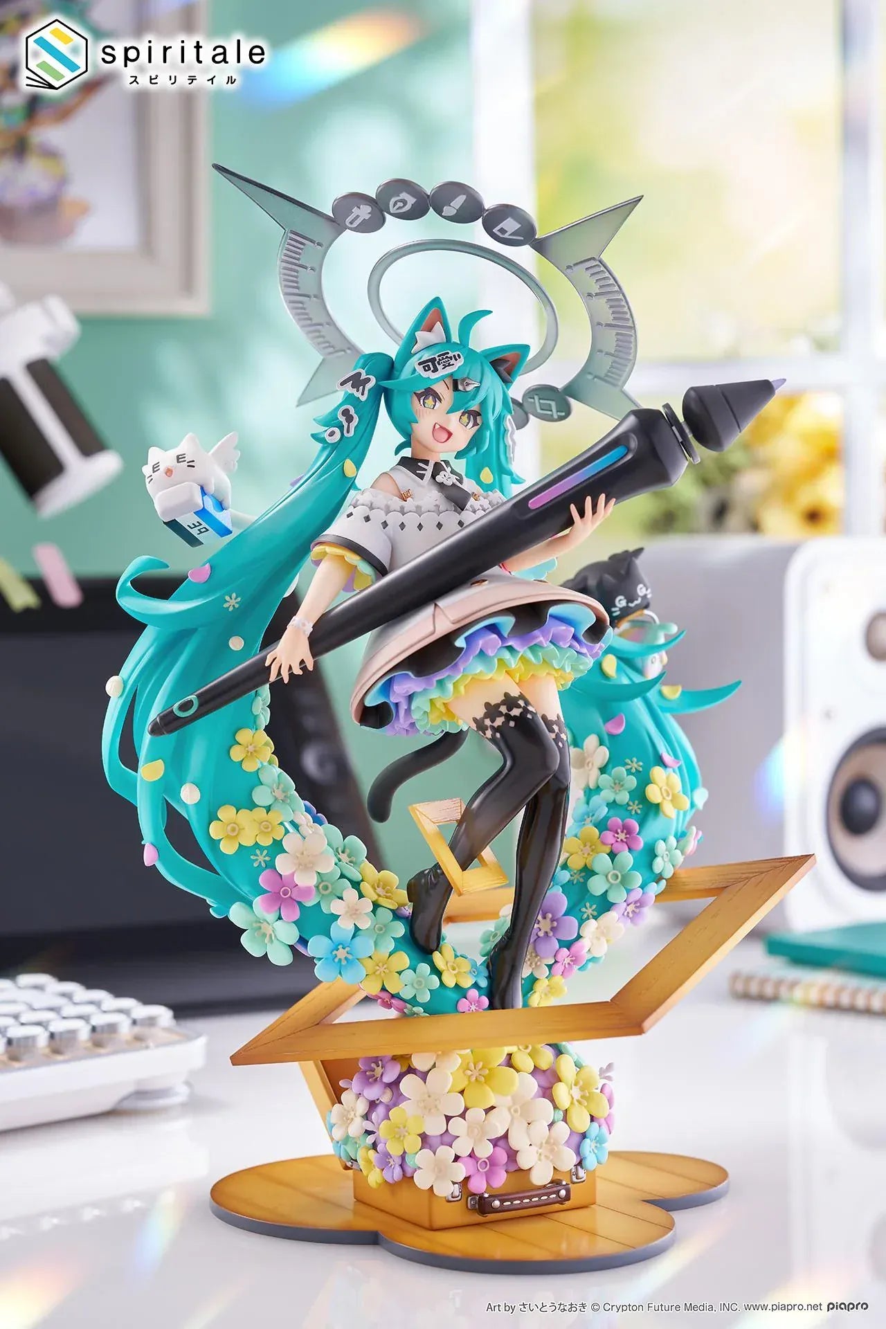 Hatsune Miku x Naoki Saito My Figure Making The Painter Ver 1/7 scale figure holding large paintbrush with floral base