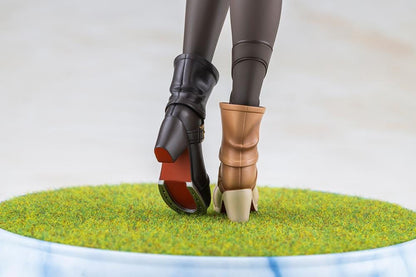 UmaMusume Pretty Derby Grass Wonder 1/7 Scale Figure with brown hair, horse ears, blue-and-white outfit, and grass display base