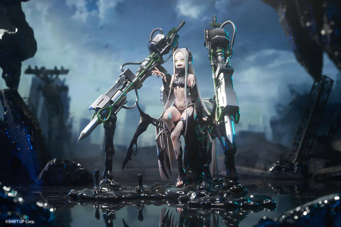 Goddess of Victory Nikke Leviathan Deluxe Edition 1/7 scale figure with large mechanical weapon systems and glossy black effect base