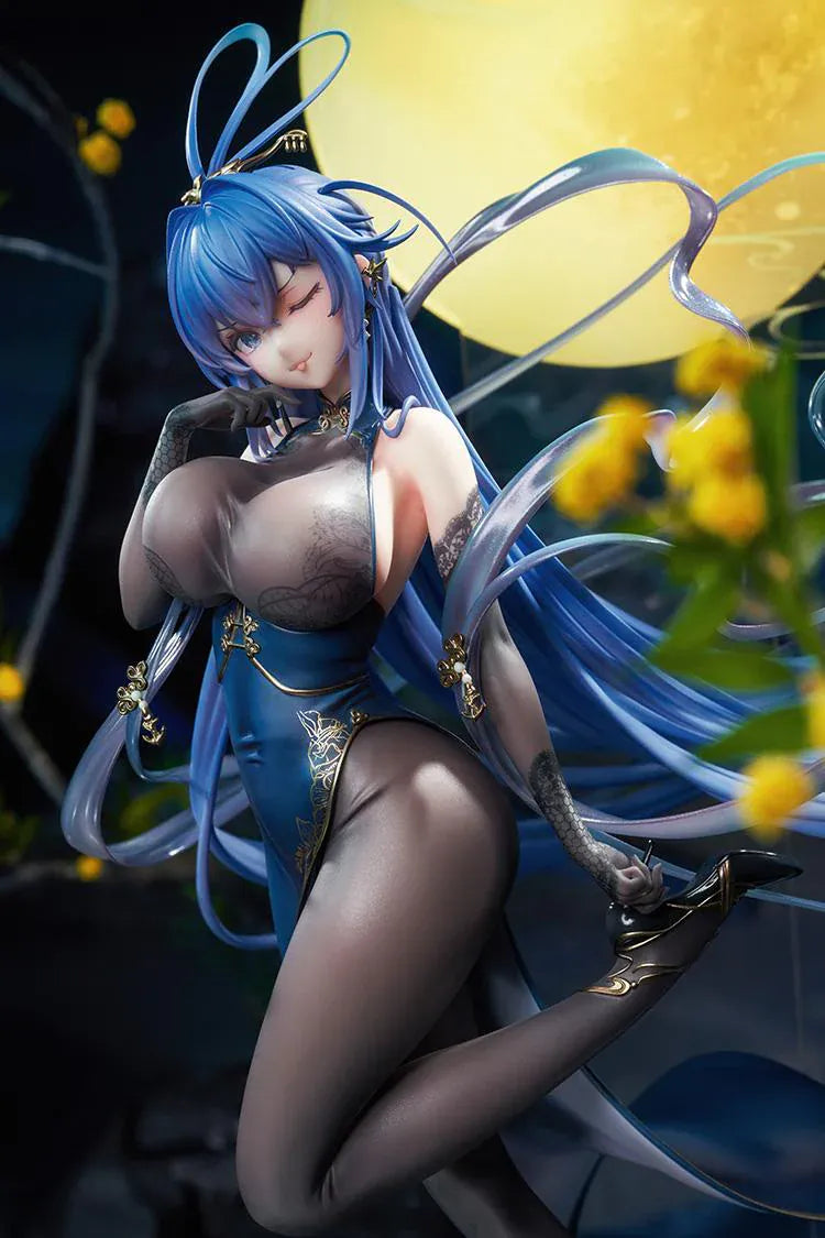 Azur Lane New Jersey Dancing in the Moonlight Ver. 1/7 Scale Figure with flowing blue hair black outfit and moonlit display base