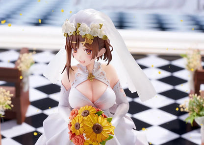 Atelier Ryza 3 Ryza Wedding Style 1/7 scale figure wearing a white bridal dress and veil while holding a colorful flower bouquet