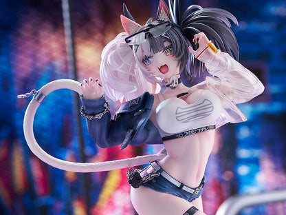 Melterna Girl Metako 1/7 scale figure with cat ears, dual-tone hair, streetwear outfit, and red sneakers