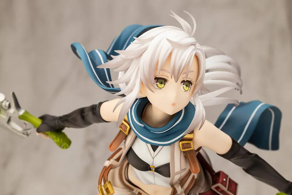 The Legend of Heroes Fie Claussell 1/8 Scale Figure Rerelease with white hair, flowing scarf, dual blade weapons, and dynamic action pose