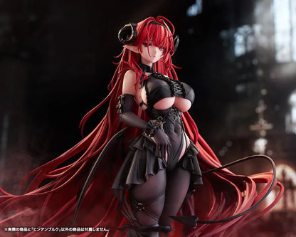 Azur Lane Hindenburg 1/7 Scale Figure with long red hair, dark outfit, horn-like accessories, armor-inspired details, and dramatic standing pose