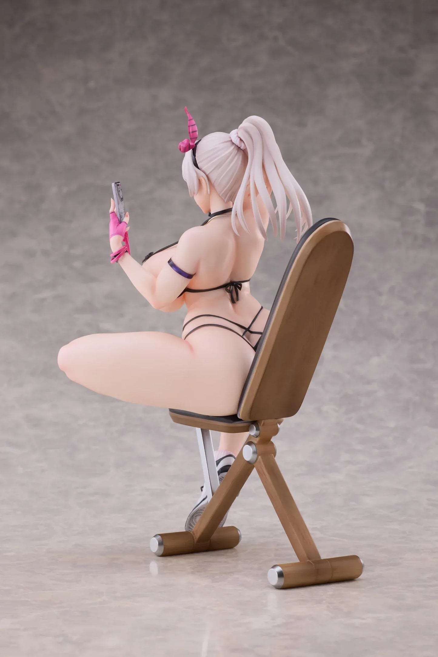 Kyou wa Mune Tore 1/6 scale figure by RST featuring sporty pink outfit, selfie pose, foldable chair, and deluxe bonus items