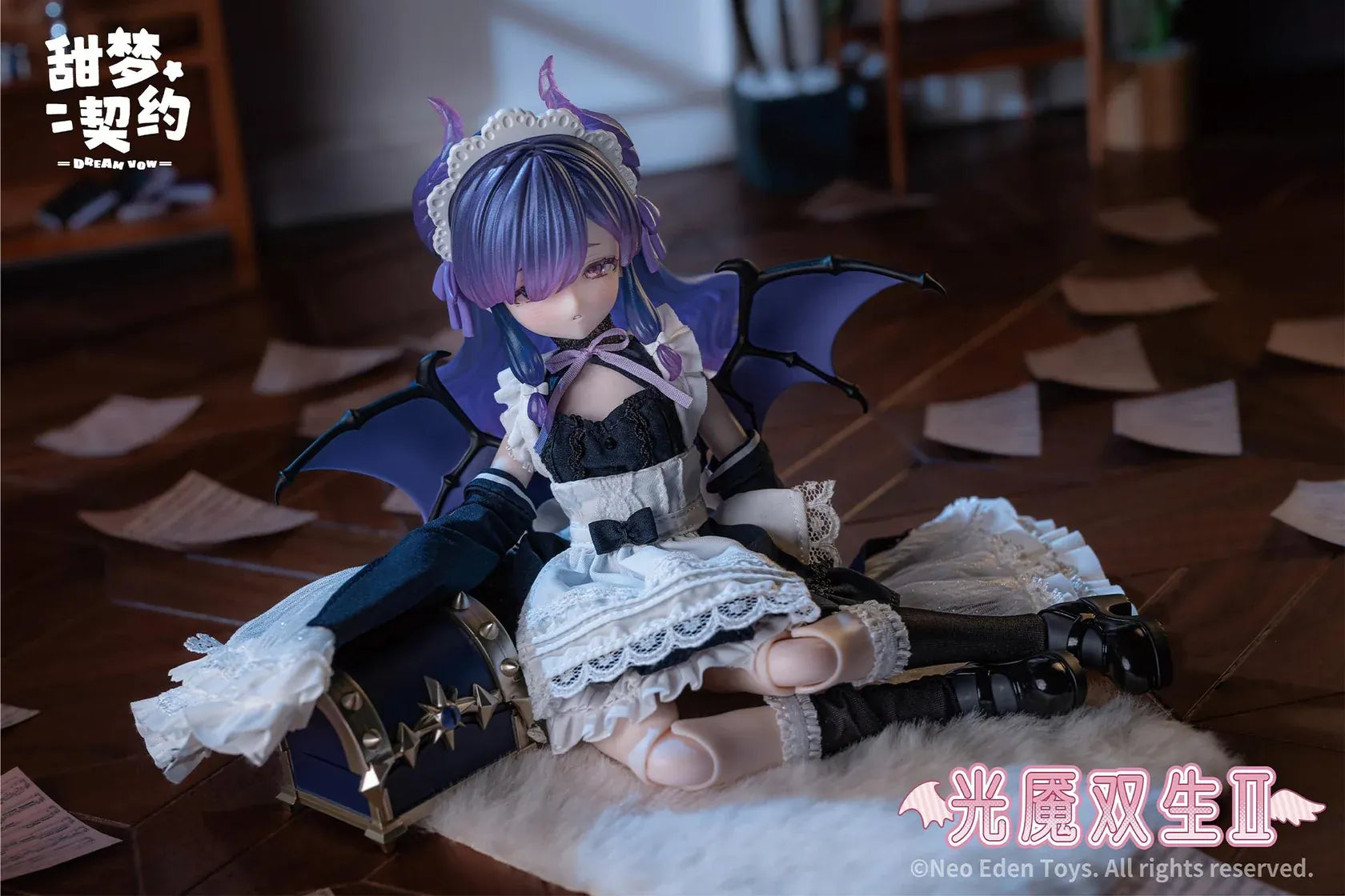 Angel and Demon Light Demon Twins 2 MJD Blind Doll six figure set featuring fantasy gothic and angel-inspired outfits