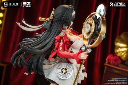 Zenless Zone Zero Astra Yao 1/7 Scale Figure featuring Astra Yao with long black hair, red-and-white performance outfit, microphone staff accessory, and elegant stage-inspired pose.