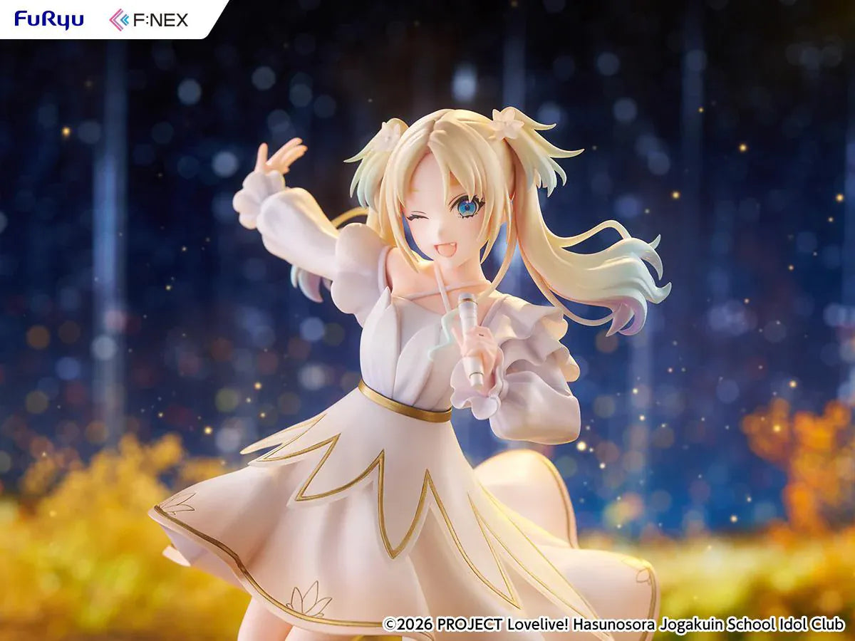 Love Live Hasunosora Girls' High School Idol Club Rurino Osawa 1/7 Scale Figure in white idol dress holding a microphone