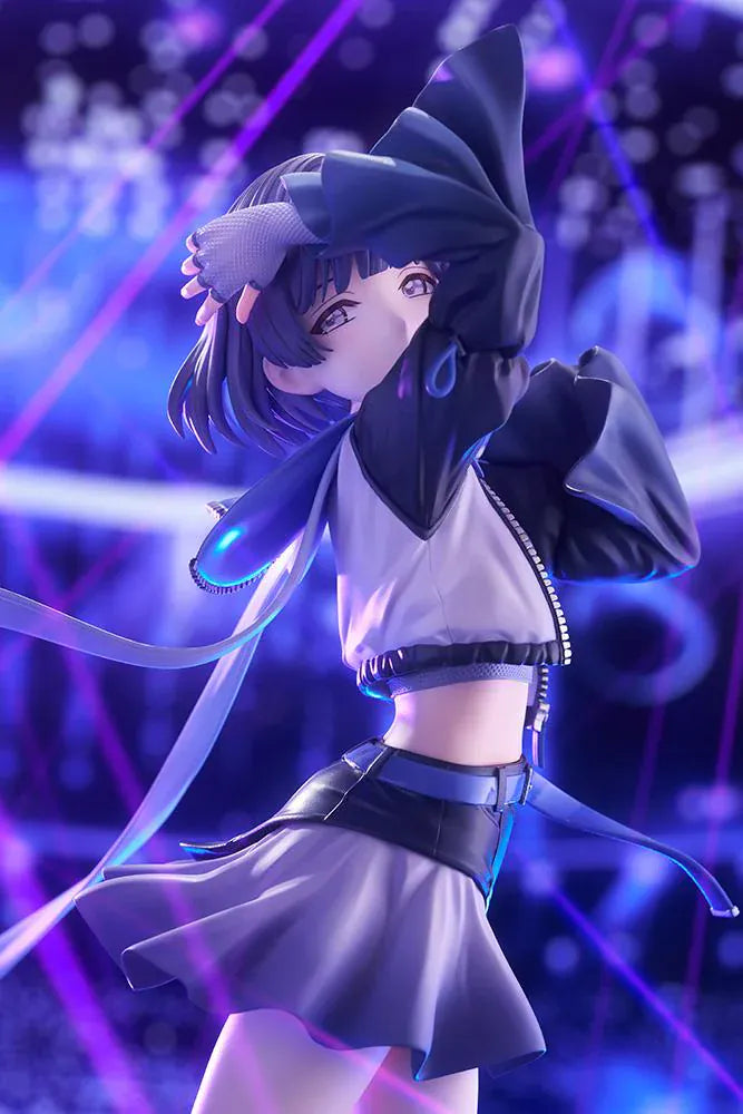 The Idolmaster Gakuen Misuzu Hataya Moon Turtle 1/7 Scale Figure with purple hair, blue-and-black outfit, flowing ribbon, and display base