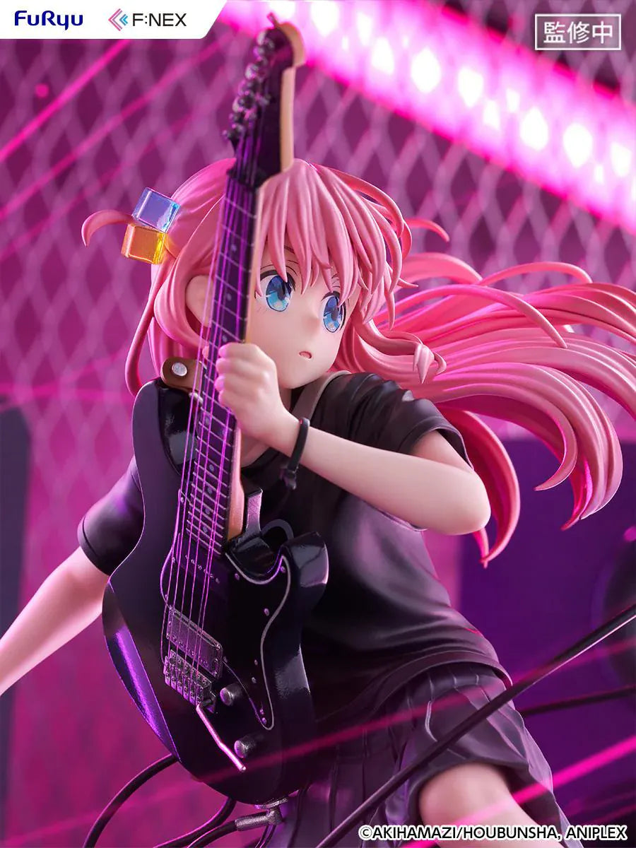 Bocchi the Rock F:Nex Hitori Gotoh Live Ver. 1/7 Scale Figure with pink hair, guitar, stage speakers, amplifier, and concert display base