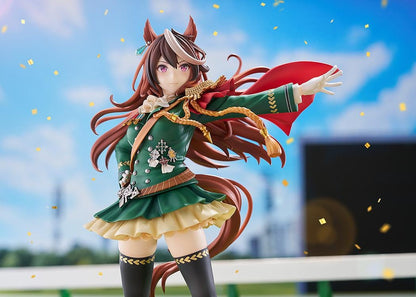 Uma Musume Pretty Derby Symboli Rudolf Signature Racewear Ver 1/7 scale figure wearing green uniform with red cape.