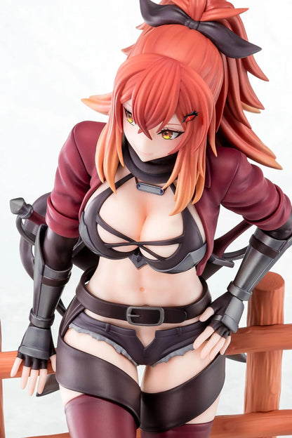 From Old Country Bumpkin to Master Swordsman Surena Lysandra 1/6 scale figure sitting on a wooden fence with detailed fantasy armor