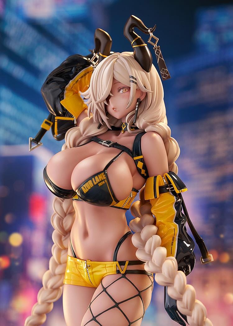 Azur Lane Owari Anime Expo 2024 Ver. 1/7 Scale Figure in black and yellow outfit with long braids and detailed base