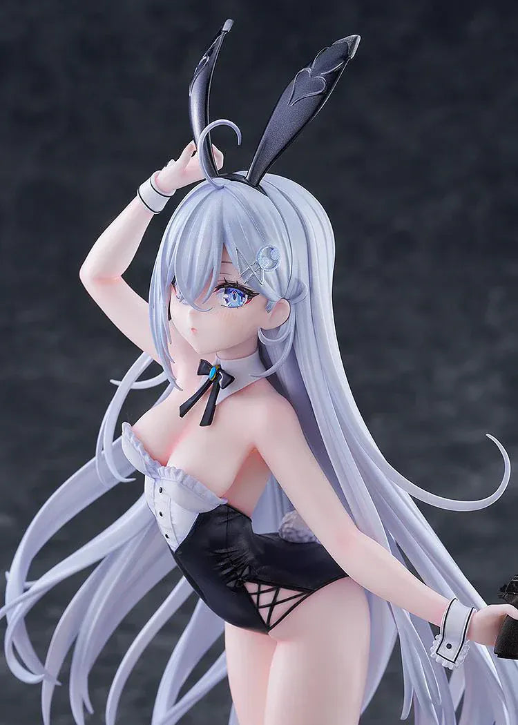 Playing Death Games to Put Food on the Table Yuki 1/7 scale figure with long silver hair and bunny-style outfit on display base