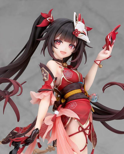Honkai Star Rail Sparkle 1/7 scale figure in red and black outfit surrounded by translucent water effects and colorful goldfish