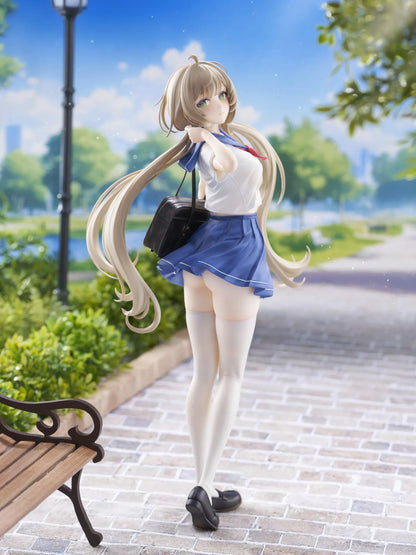 Sakura Momoko Uniform Ver. 1/6 scale figure with long light brown hair, green eyes, a blue-and-white sailor uniform, and a black school bag.