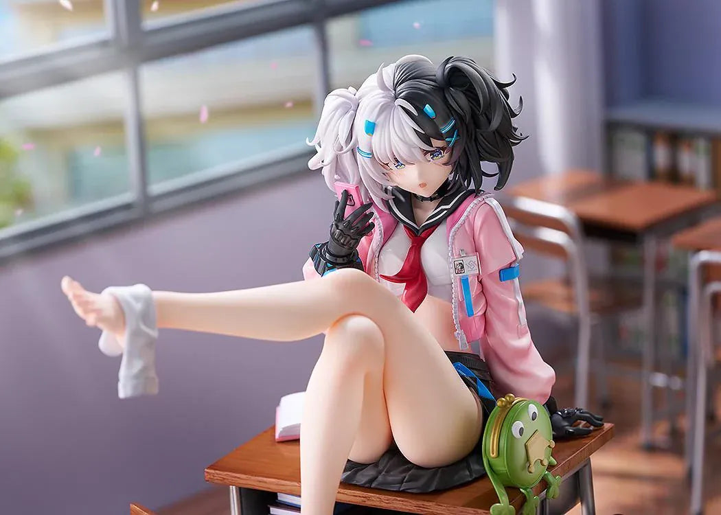 Snowbreak Containment Zone Eatchel The Cub Overdue Radiance 1/7 scale figure sitting on classroom desk with school accessories