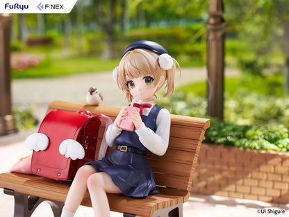 Ui Shigure Ui Shigure 9 Years Old 1/7 Scale Figure seated on a park bench with school bag, drink, and bird companion