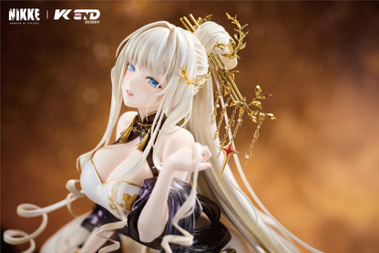 GODDESS OF VICTORY NIKKE Crown Glorious Flower 1/4 Scale Figure in an elegant white black and gold floral outfit