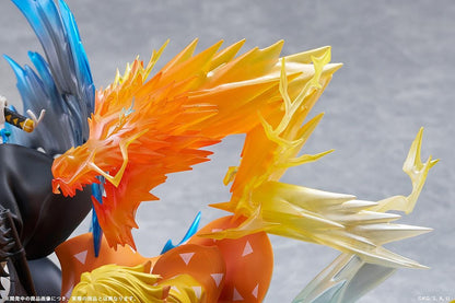 Zenitsu Agatsuma and Kaigaku Demon Slayer figure with lightning effects in dynamic battle pose